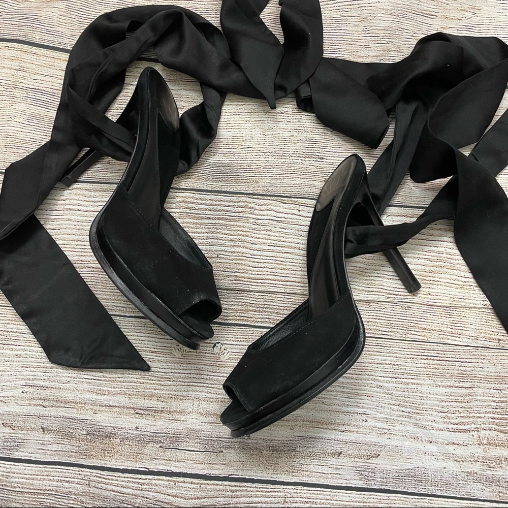 Diana Von Furstenberg Eva Satin Ankle Wrap Heels - Picture 7 of 9